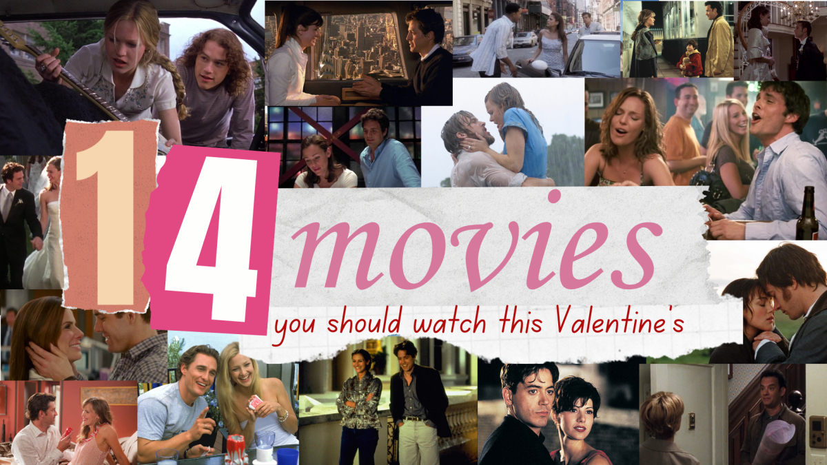 This graphic depicts some of our favorite scenes from the very best Romantic Comedies on our curated 14 Valentines Day movie list.