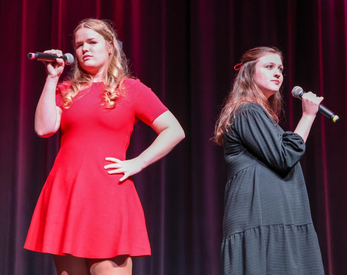 Sarah Jane Hanchey and Jane Packer perform a duet for the Rock the Grove talent show
