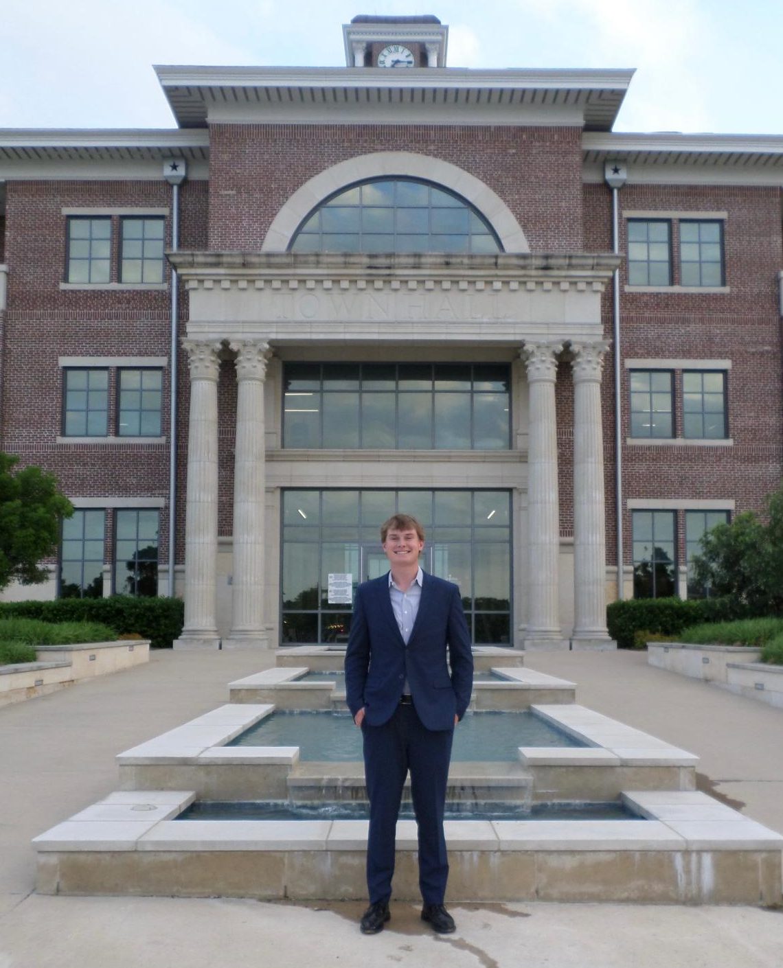 Jonathan Jones standing in front of Prosper Town Hall for Mayor's Youth Advisory Council Meeting. Photo Courtesy: Jonathan Jones